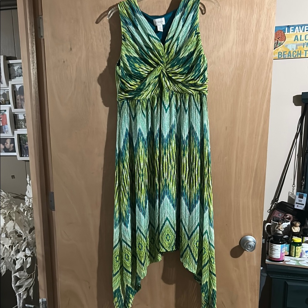 Chico's Teal and Green Knit Dress